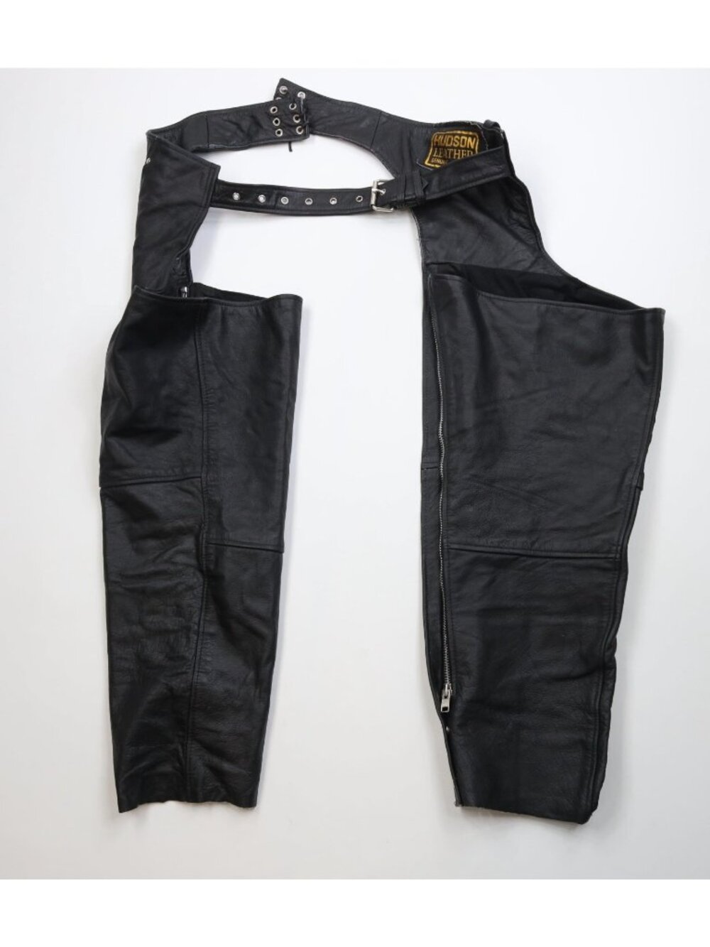 Vtg 90s Streetwear Mens 5XL Cropped Leather Motorcycle Riding Chaps Pants Black